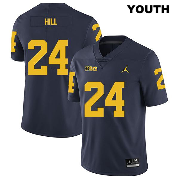 Youth NCAA Michigan Wolverines Lavert Hill #24 Navy Jordan Brand Authentic Stitched Legend Football College Jersey RS25S30RX